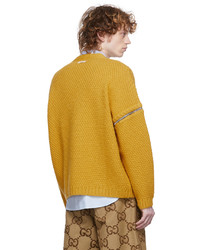 Gucci Yellow Cable Knit V Neck Sweater