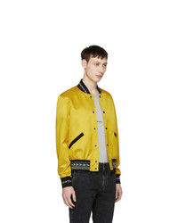 Saint Laurent Yellow Ikat Teddy Bomber Jacket