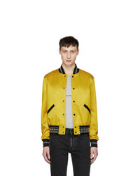 Saint Laurent Yellow Ikat Teddy Bomber Jacket