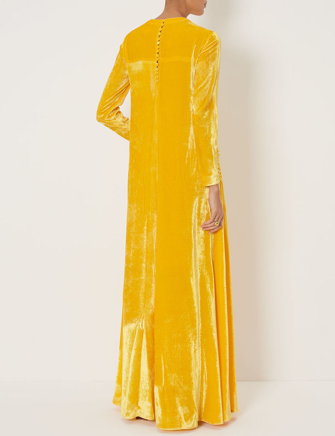 yellow velvet dress long sleeve