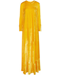 Arthur Arbesser Yellow Velvet Long Sleeve Gown