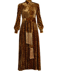 Hillier Bartley Scarf Tie Leopard Print Velvet Dress