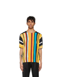 Mustard Vertical Striped Crew-neck T-shirt