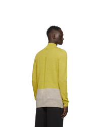 Rick Owens Yellow And Beige Mohair Colorblock Turtleneck
