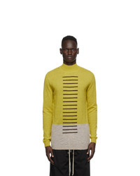 Rick Owens Yellow And Beige Mohair Colorblock Turtleneck