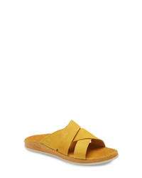 Mustard Woven Leather Flat Sandals