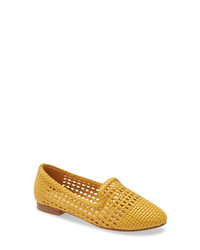Mustard Woven Leather Loafers