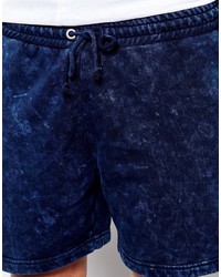 Asos Brand Slim Jersey Shorts In Blue Acid Wash