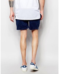 Asos Brand Slim Jersey Shorts In Blue Acid Wash