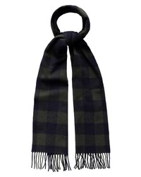 Navy and Green Check Scarf