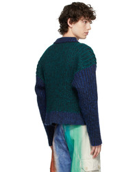 AGR Blue Green Brushed Crewneck Sweater