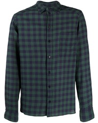 Navy and Green Gingham Long Sleeve Shirt