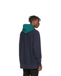 Champion Reverse Weave Navy And Green Oversized Colorblock Hoodie