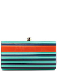 Navy and Green Horizontal Striped Clutch