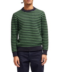 French Connection Textured Stripe Cotton Sweater