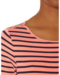 The Limited Striped Buttoned Shoulder Top