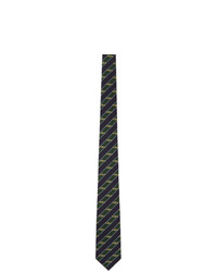 Gucci Green And Navy Silk Interlocking G Horsebit Tie