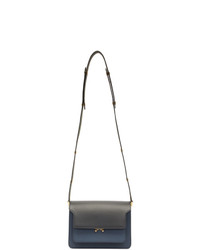 Navy and Green Leather Crossbody Bag