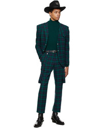Thebe Magugu Green Navy Check Trousers