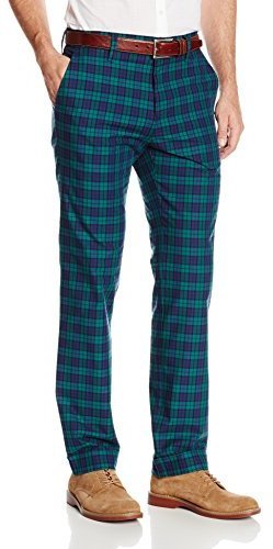 Haggar Vintage Slim Fit Flat Front Navy Plaid Pant, $58 | Amazon