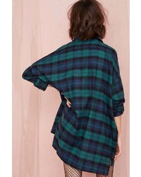 Nasty Gal Factory Get Down Button Up Green