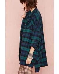 Nasty Gal Factory Get Down Button Up Green