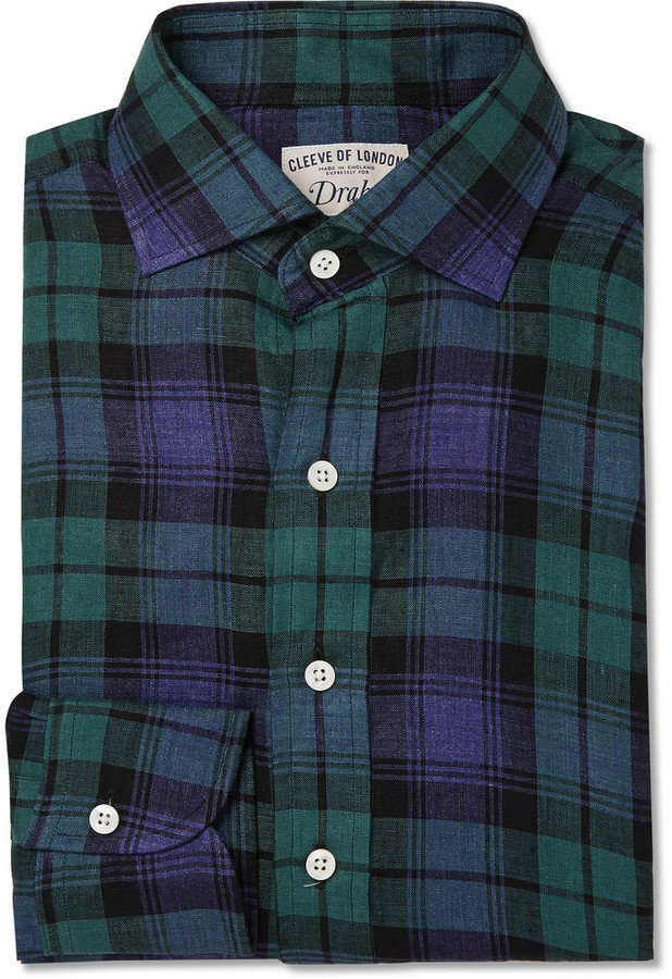 Drakes Drakes Black Watch Checked Cotton Shirt 295 Mr Porter Lookastic