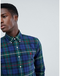 Glans gastheer zeil Polo Ralph Lauren Slim Fit Tartan Check Oxford Shirt Player Logo In  Navygreen, $88 | Asos | Lookastic