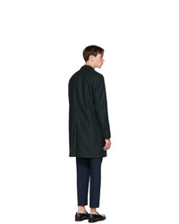 Ps By Paul Smith Green And Navy Tartan Check Wool Epsom Coat