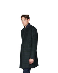 Ps By Paul Smith Green And Navy Tartan Check Wool Epsom Coat