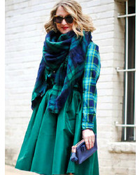 Navy and Green Plaid Scarf