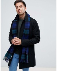 BOSS Heroso Wool Check Scarf In Navy Blackwatch