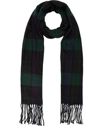 River Island Navy Check Brushed Woven Scarf