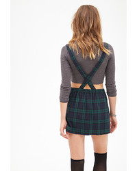 Forever 21 Pleated Plaid Suspender Dress