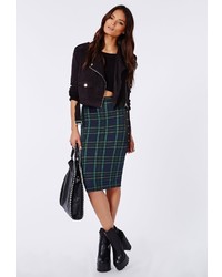 Navy and Green Plaid Skirt
