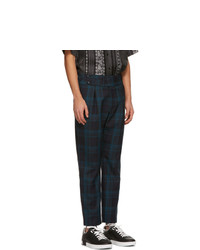 Dolce and Gabbana Green And Navy Wool Check Trousers