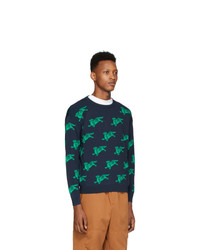 Kenzo Navy And Green Jumping Tiger Sweatshirt