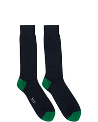 Navy and Green Socks