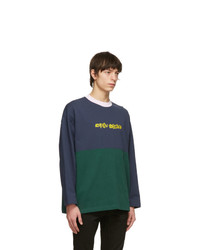 Brain Dead Navy And Green Heavyweight Logo Sweatshirt