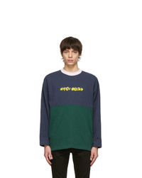 Brain Dead Navy And Green Heavyweight Logo Sweatshirt
