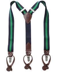 Navy and Green Vertical Striped Suspenders