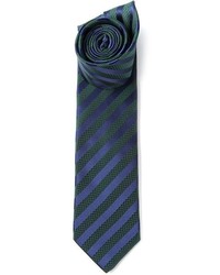 Navy and Green Vertical Striped Tie