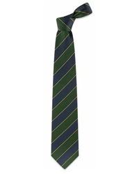 Forzieri Navy Blue Green Bands Woven Silk Tie