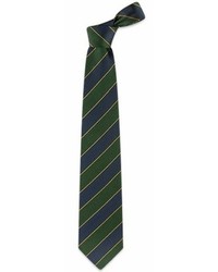 Forzieri Navy Blue Green Bands Woven Silk Tie