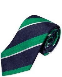 Charles Tyrwhitt Woven Green Linen Stripe Tie