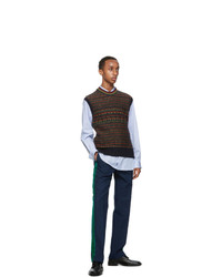 Wales Bonner Navy And Green Dub Trousers