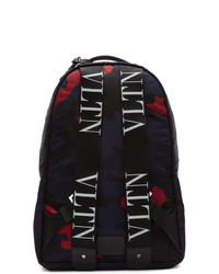Valentino Navy And Red Garavani Camo Backpack