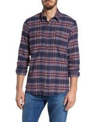 Navy and Red Flannel Long Sleeve Shirt