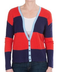 Navy and Red Horizontal Striped Cardigan
