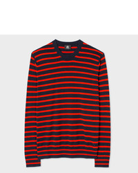 Paul Smith Navy And Red Breton Stripe Cotton Sweater